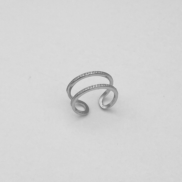 Sterling Silver CZ Cuff Ring - Picture 7 of 8